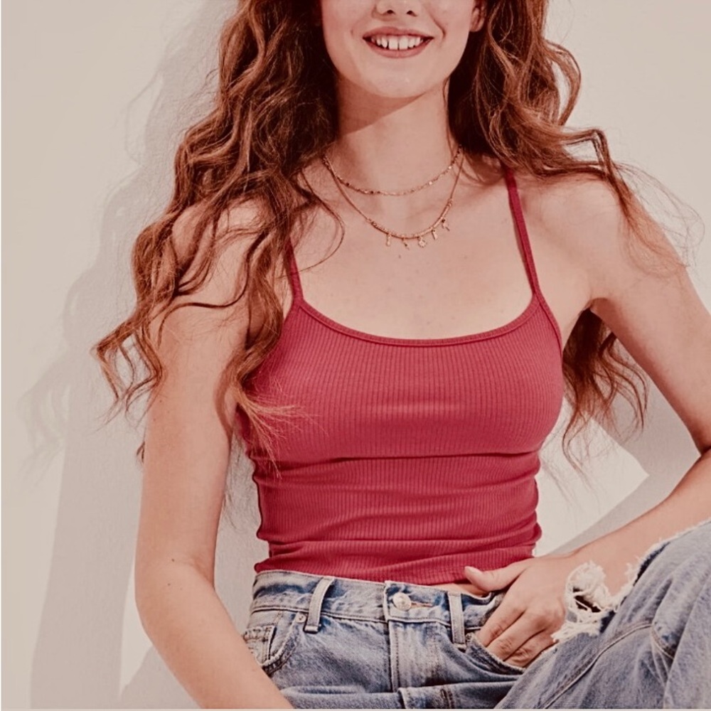 American Eagle Cropped Ribbed Tank Top
